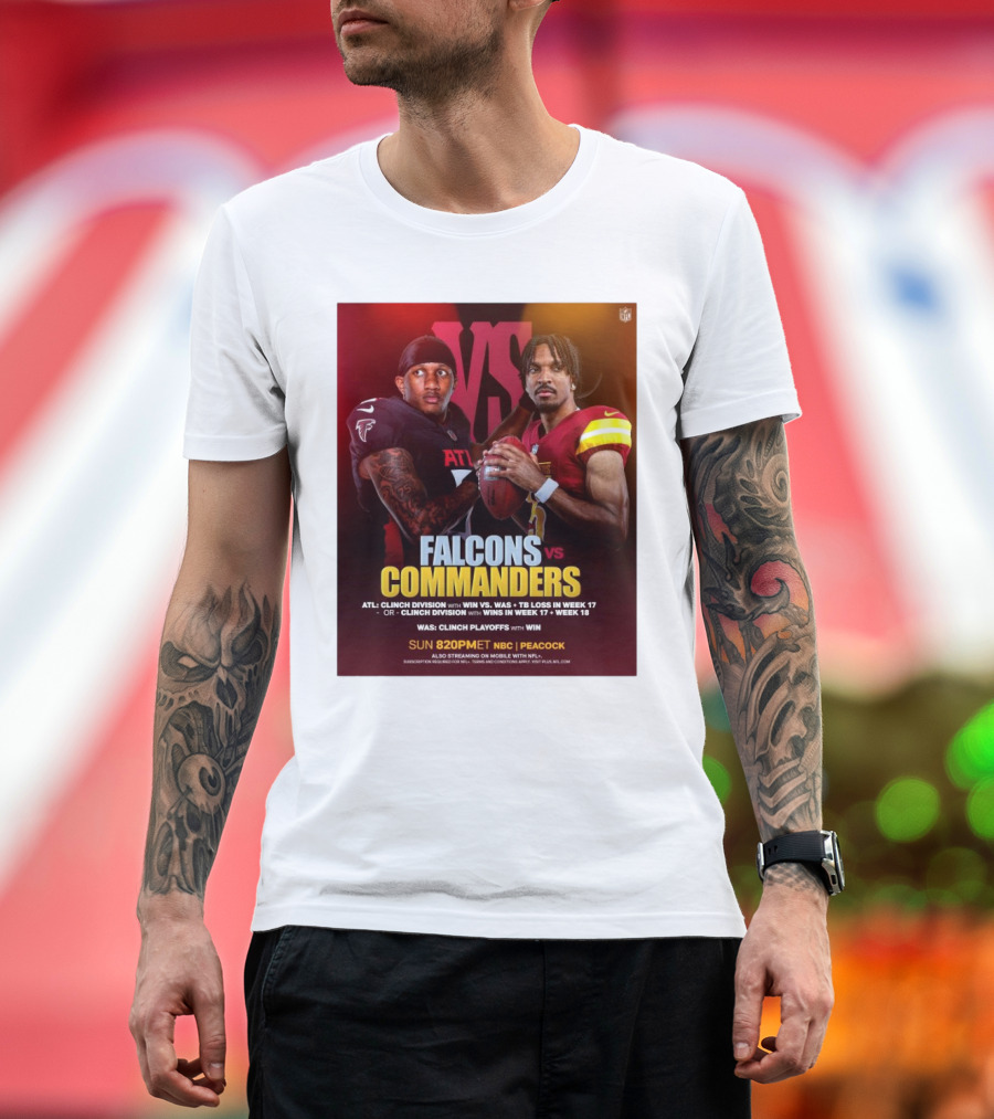 Atlanta Falcons vs Washington Commanders NFL ATL Clinch Division with Win vs WAS TB Loss in Week 17 T-Shirt