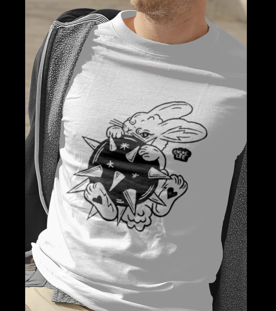 Chloeleeart Morningstar Bunny Holding Spiked Ball With Stars And Hearts T-Shirt