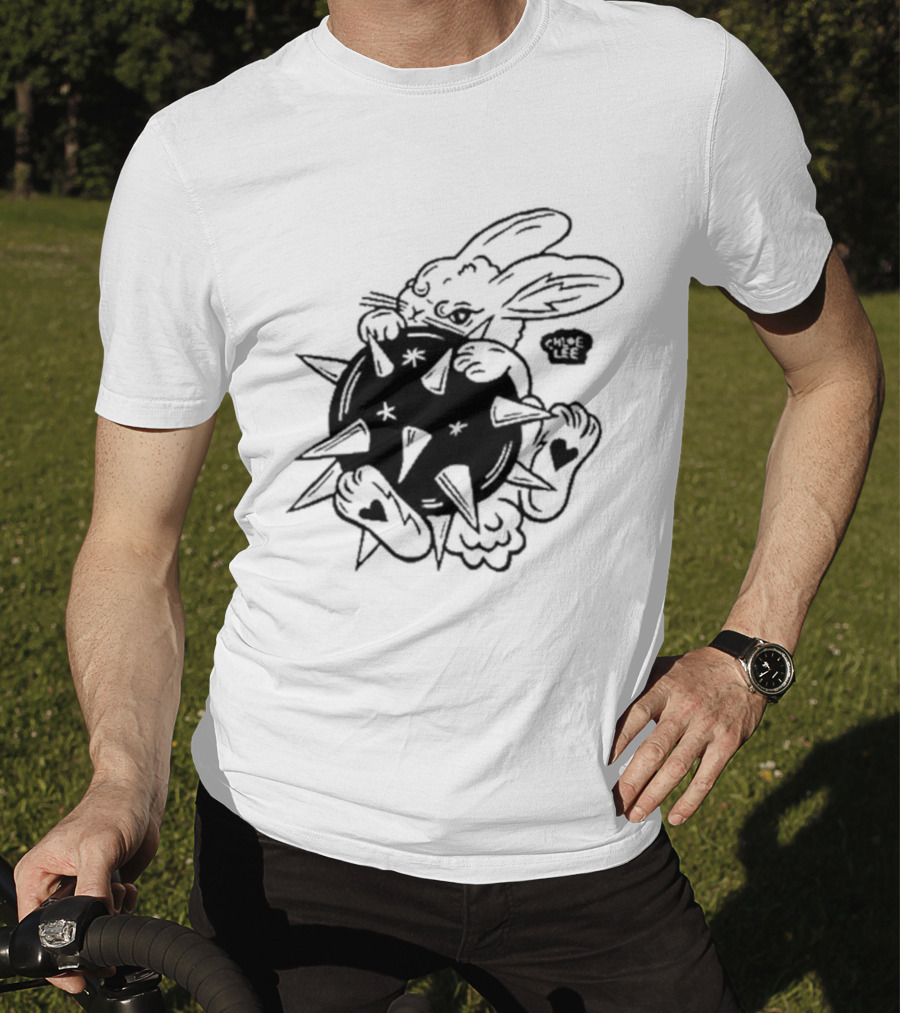 Chloeleeart Morningstar Bunny Holding Spiked Ball With Stars And Hearts T-Shirt
