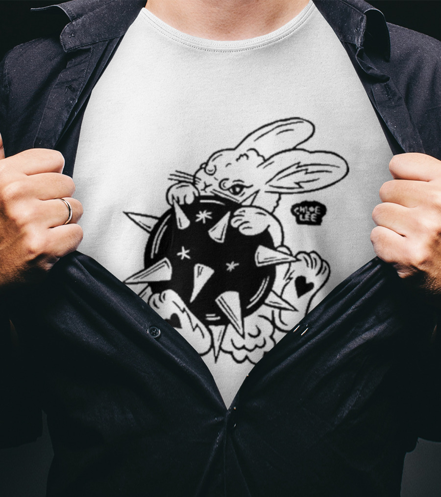 Chloeleeart Morningstar Bunny Holding Spiked Ball With Stars And Hearts T-Shirt