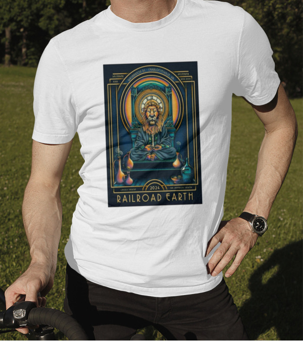 Railroad Earth Lincoln And Jefferson Theater Tour Washington DC Charlottesville VA December 2024 Lion T-Shirt