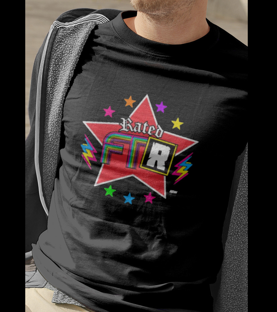 Rated FTR Adam Copeland AEW Star With Lightning And Colorful Retro Stars T-Shirt