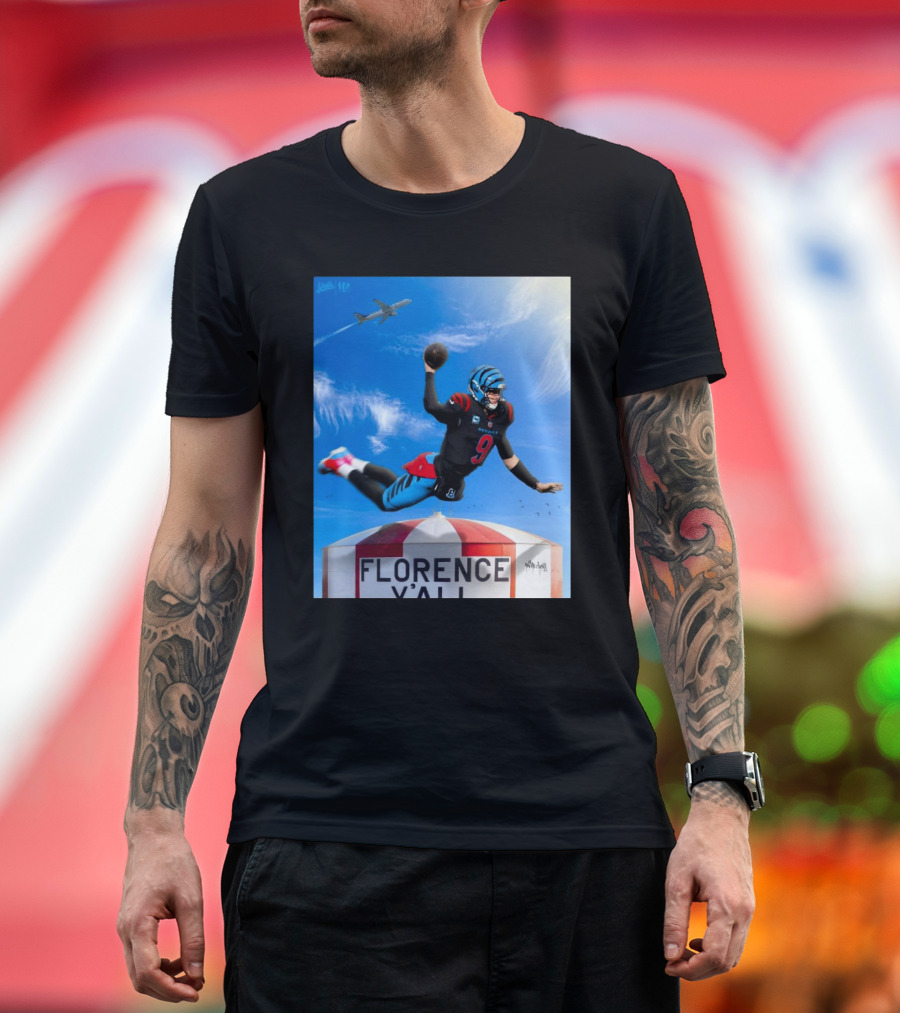 Cincinnati Bengals Joe Burrow 250+ Yard 3 TD Games Florence Y'All Water Tower T-Shirt