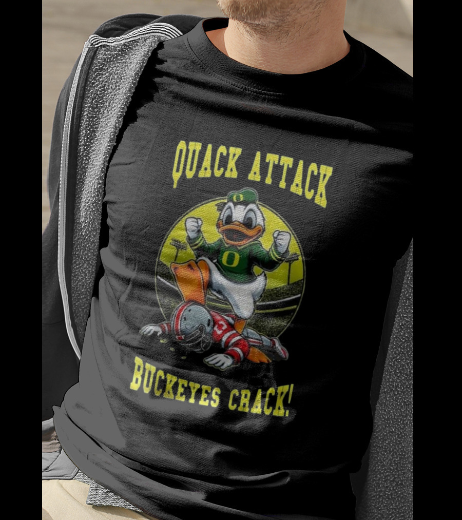 Oregon Ducks Quack Attack Buckeyes Crack Football Mascot Showdown 2025 T-Shirt