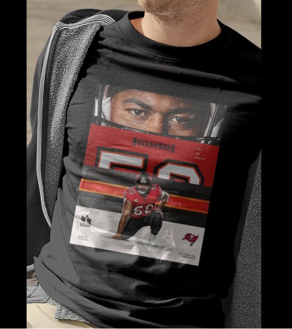 Vita Vea Buccaneers Vs Panthers Week 17 Threads Red On Pewter T-Shirt