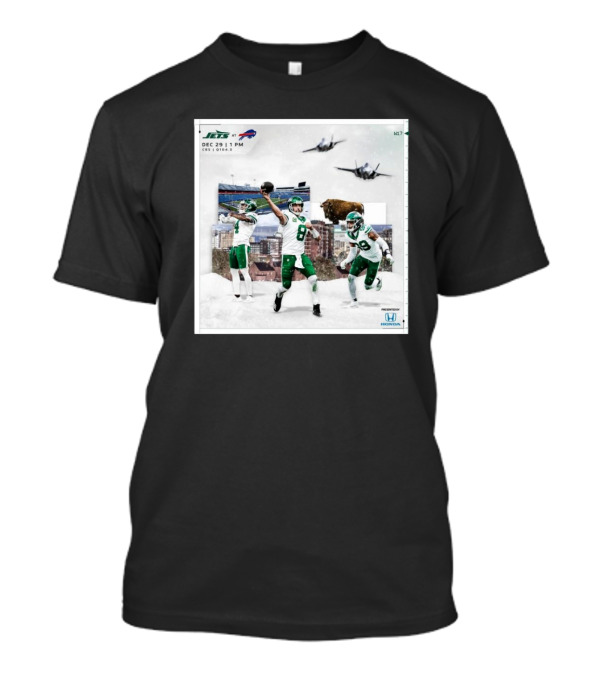 DJ Reed Aaron Rodgers Will McDonald New York Jets At Buffalo Bills Gameday December 29 2024 CBS Honda T-Shirt