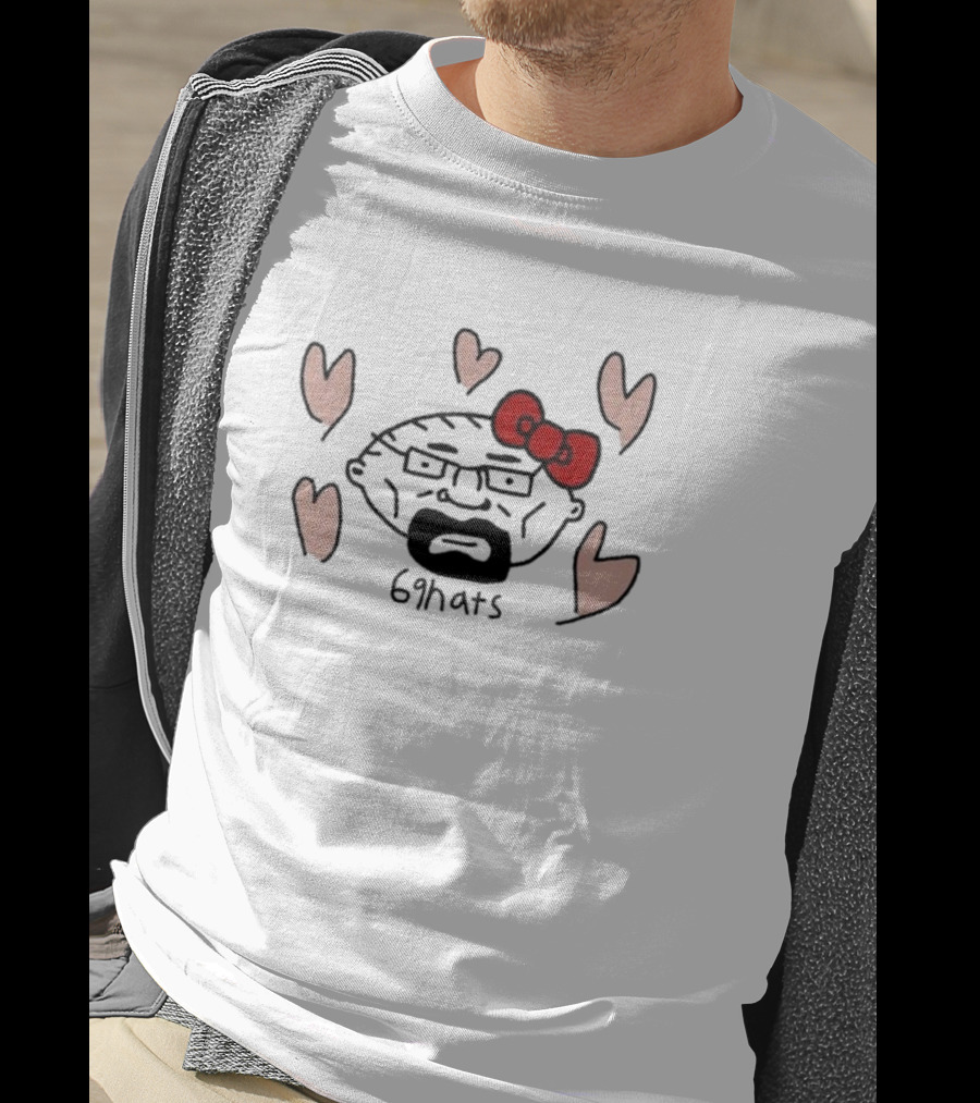 69Hats Hello Waltuh Character Mashup With Red Bow And Hearts T-Shirt