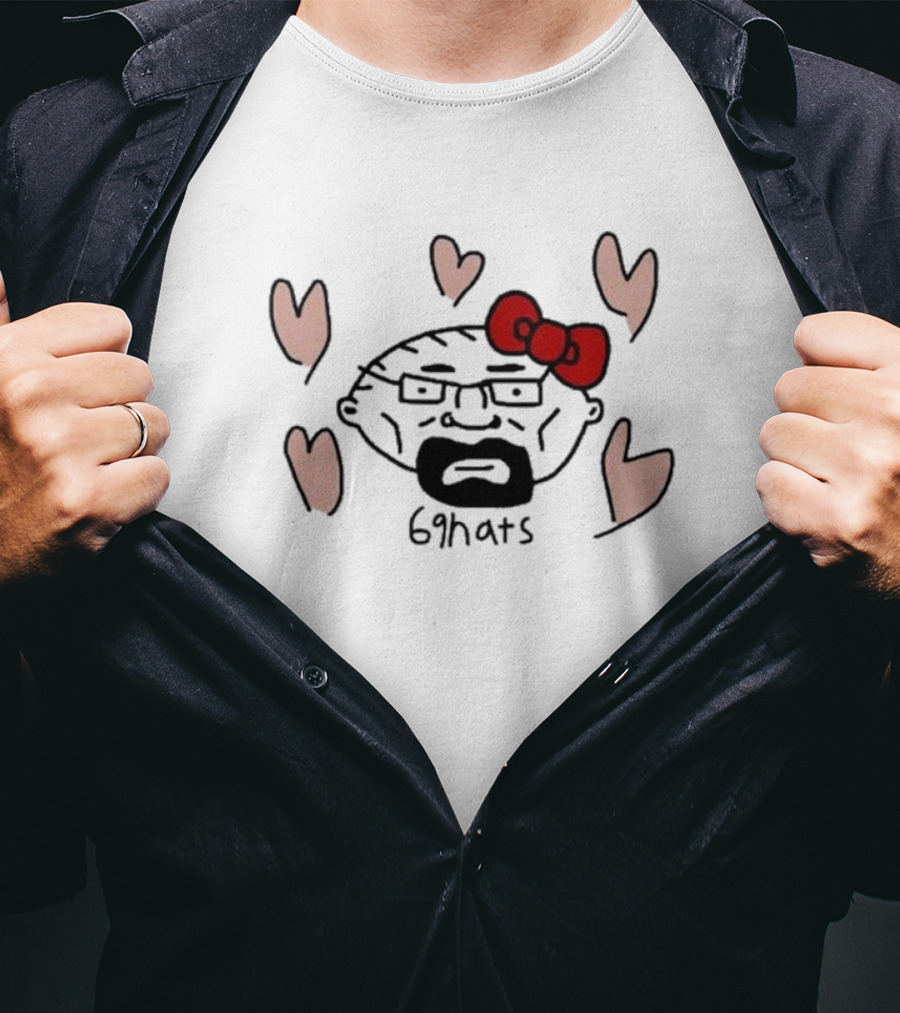 69Hats Hello Waltuh Character Mashup With Red Bow And Hearts T-Shirt