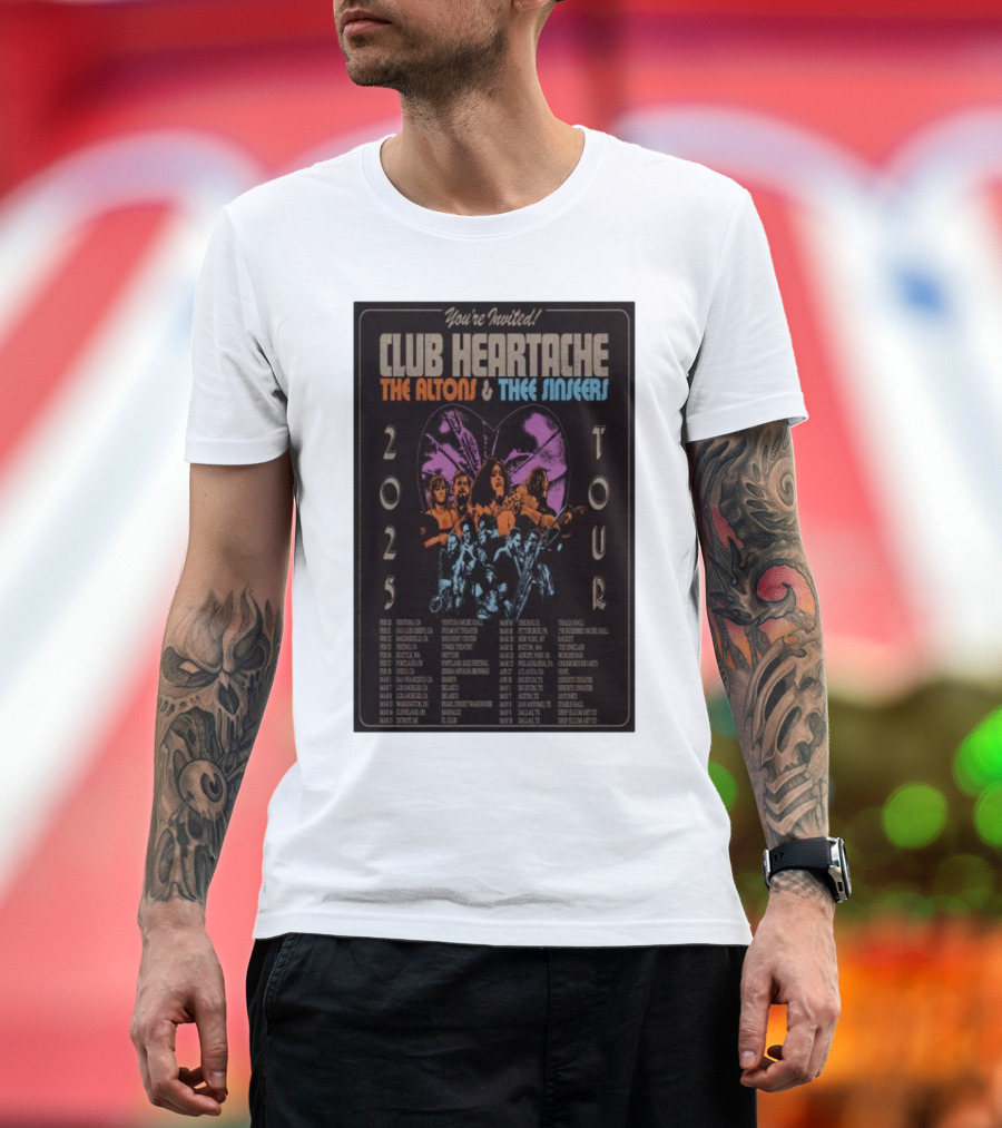 You're Invited Club Heartache The Altons and Thee Sinseers 2025 Tour Dates T-Shirt