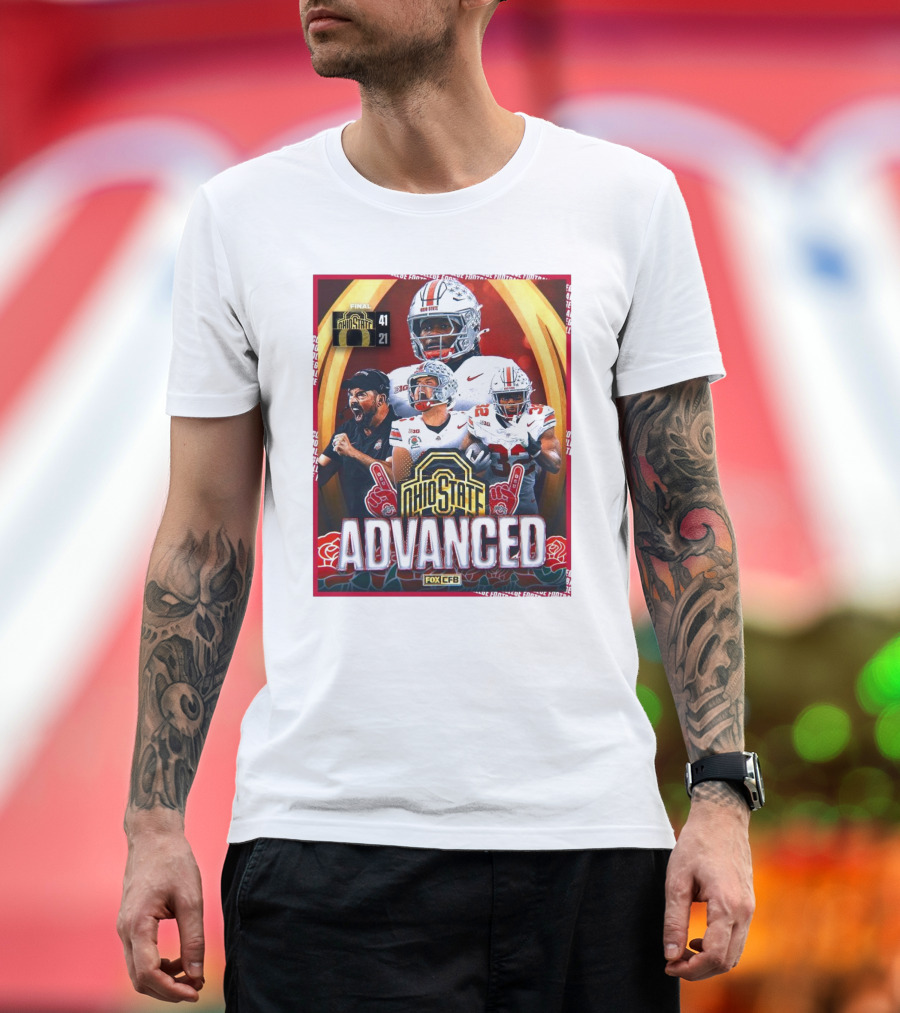 Ohio State Buckeyes Advanced Over Oregon Ducks 41-21 Final Score FOX CFB T-Shirt