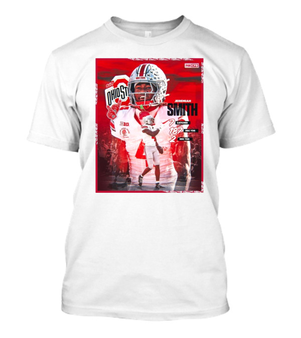 Jeremiah Smith Ohio State Buckeyes CFP Quarterfinals 7 Catches 187 Rec YDs 2 Rec TDs Fox CFB OhioST OSU Big Ten T-Shirt
