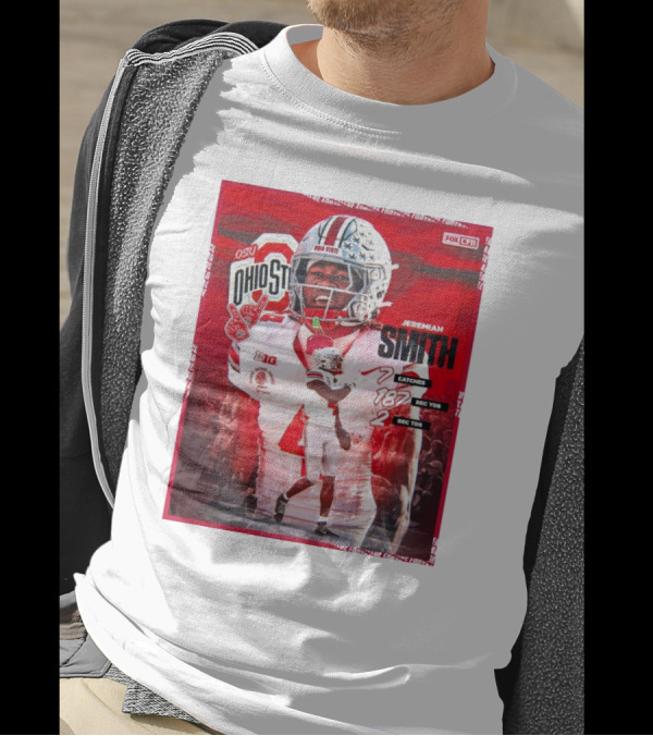 Jeremiah Smith Ohio State Buckeyes CFP Quarterfinals 7 Catches 187 Rec YDs 2 Rec TDs Fox CFB OhioST OSU Big Ten T-Shirt