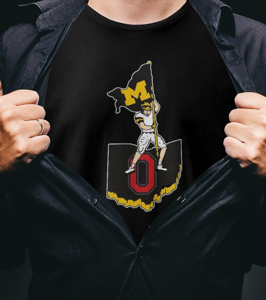 Michigan M Flag Football Rivalry Planting Victory T-Shirt