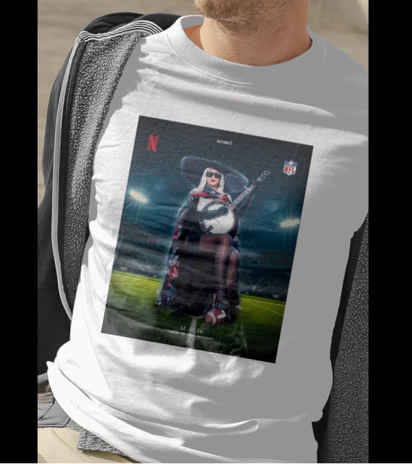 Beyoncé Halftime Show NFL 12.25.2024 Poster By AwesomeeGoods Netflix Banjo Stadium Image T-Shirt