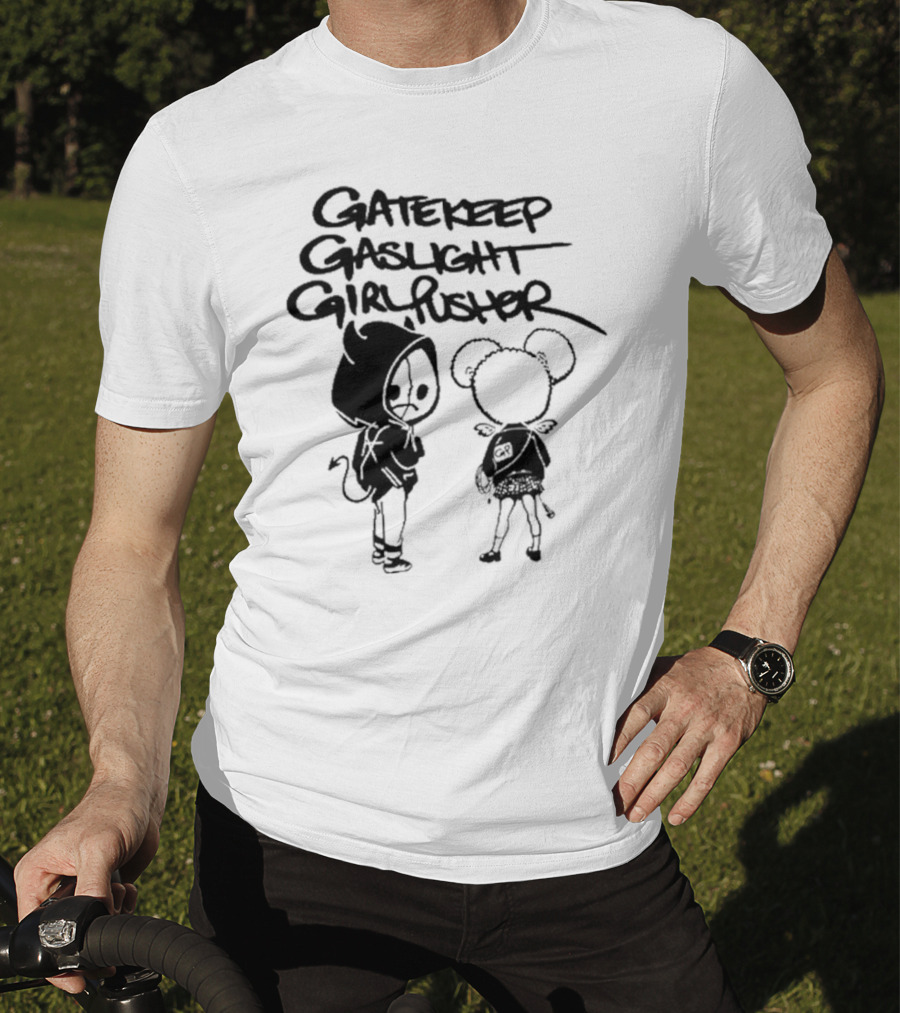 Gatekeep Gaslight Girl Pusher Streetwear Cartoon Duo T-Shirt