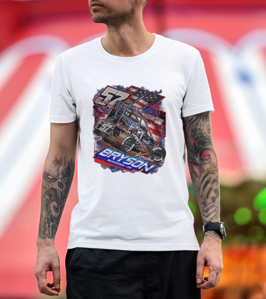 Kaylee Bryson Abacus Racing 57 Car Muskogee OK USA Flag T-Shirt