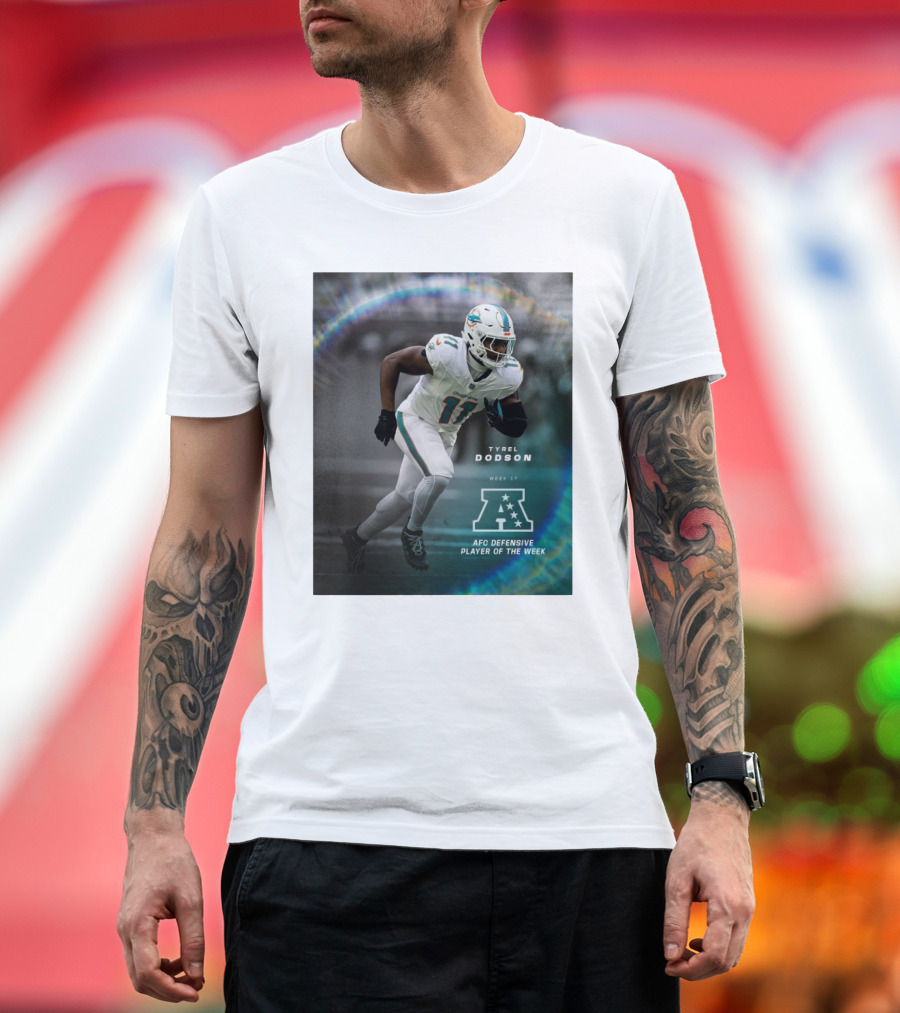Tyrel Dodson Miami Dolphins Week 17 AFC Defensive Player of the Week T-Shirt