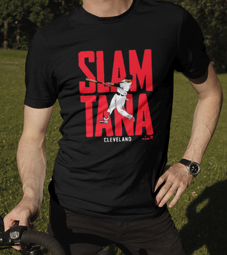 Slamtana Cleveland Guardians MLB Carlos Santana Baseball Player T-Shirt