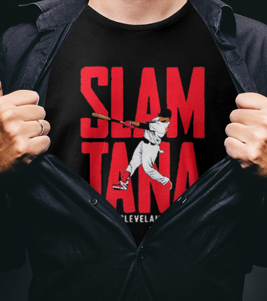 Slamtana Cleveland Guardians MLB Carlos Santana Baseball Player T-Shirt