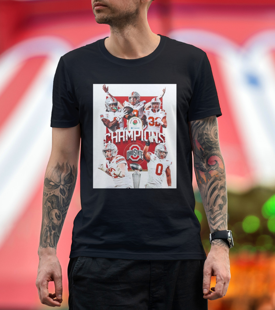 Champions Ohio State Buckeyes 2025 Rose Bowl Game Winners Go Bucks T-Shirt