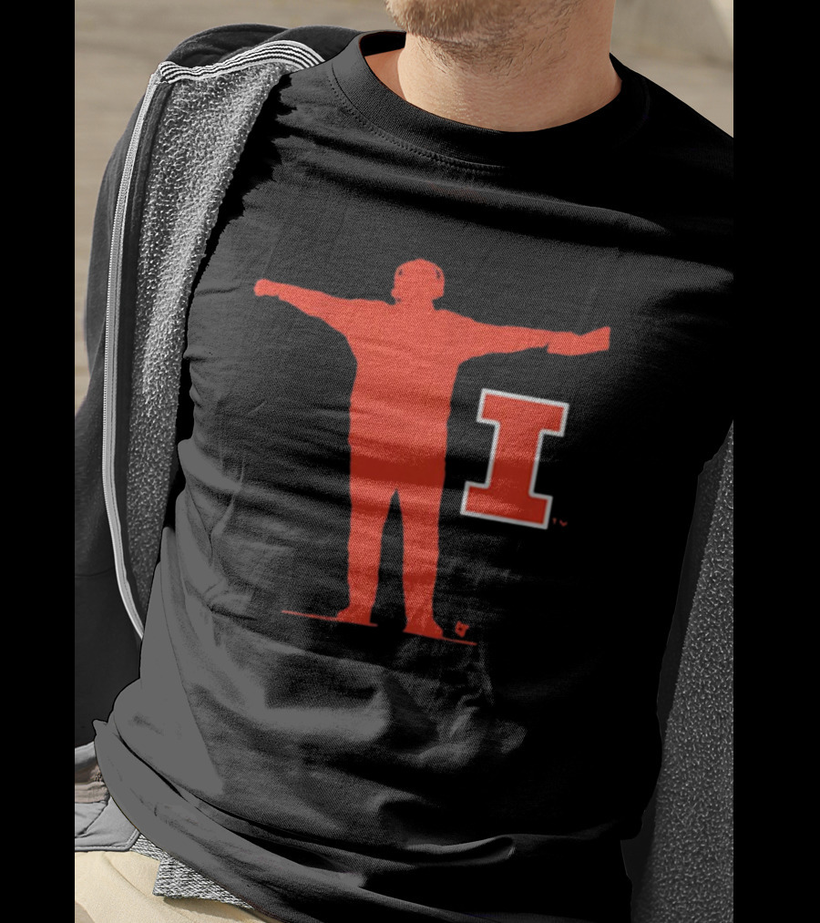 Illinois Fighting Illini Football Coach Silhouette And Iconic I T-Shirt