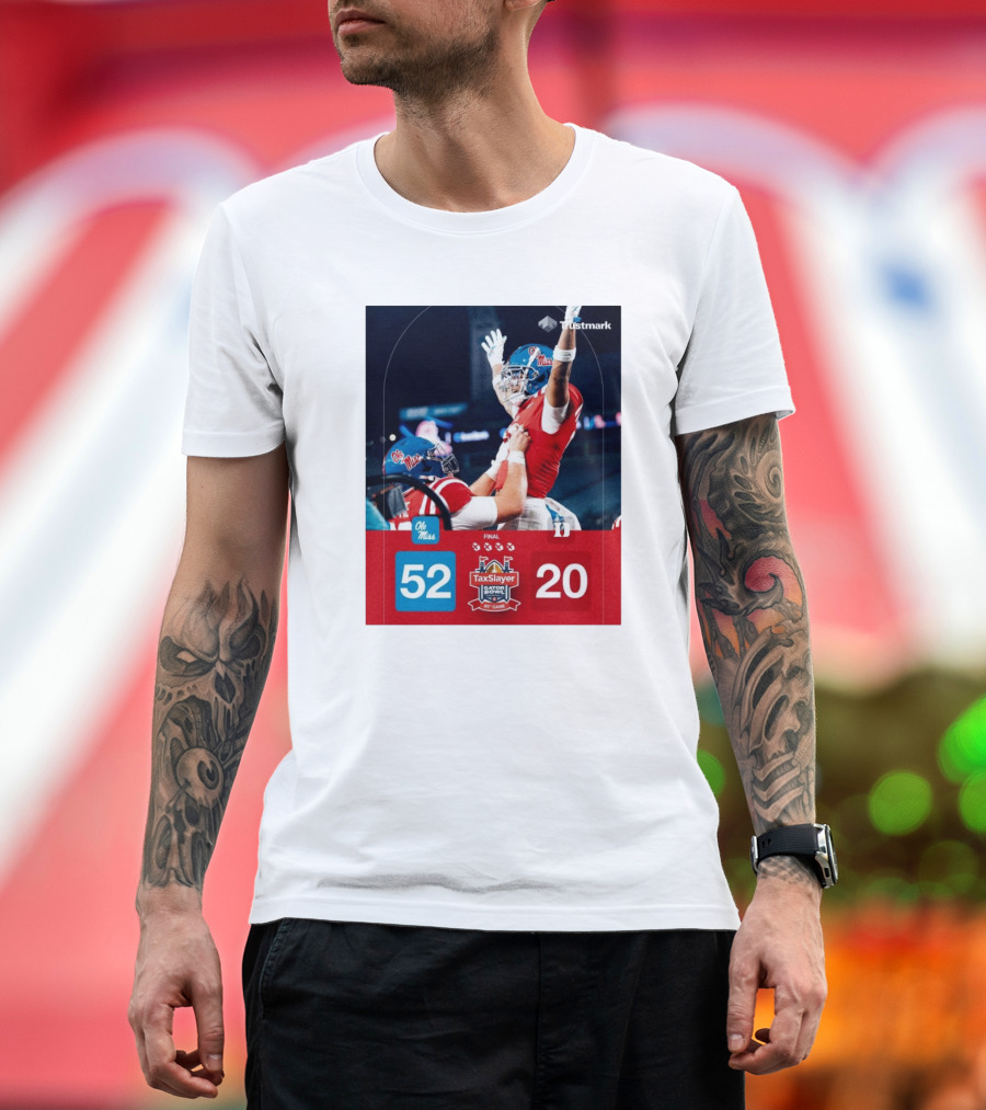 Final Ole Miss 52-20 Victory Duke Blue Devils TaxSlayer Gator Bowl 80th Game T-Shirt