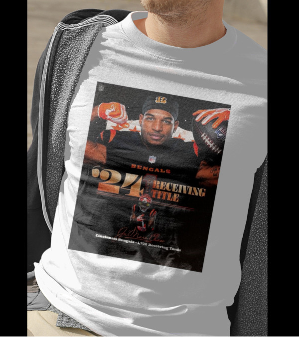 Ja’Marr Chase '24 Receiving Title Cincinnati Bengals 1,708 Yards NFL T-Shirt
