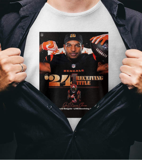 Ja’Marr Chase '24 Receiving Title Cincinnati Bengals 1,708 Yards NFL T-Shirt