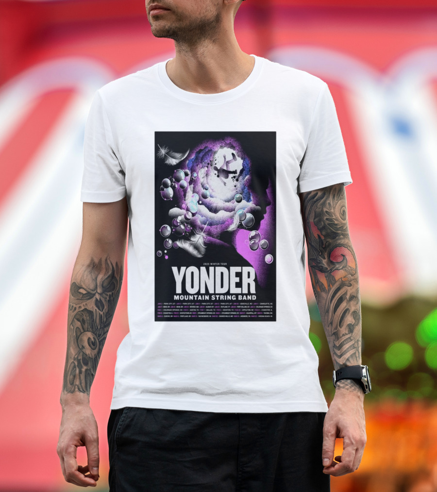 Yonder Mountain String Band 2025 Winter Tour Cosmic Silhouette Park City UT T-Shirt