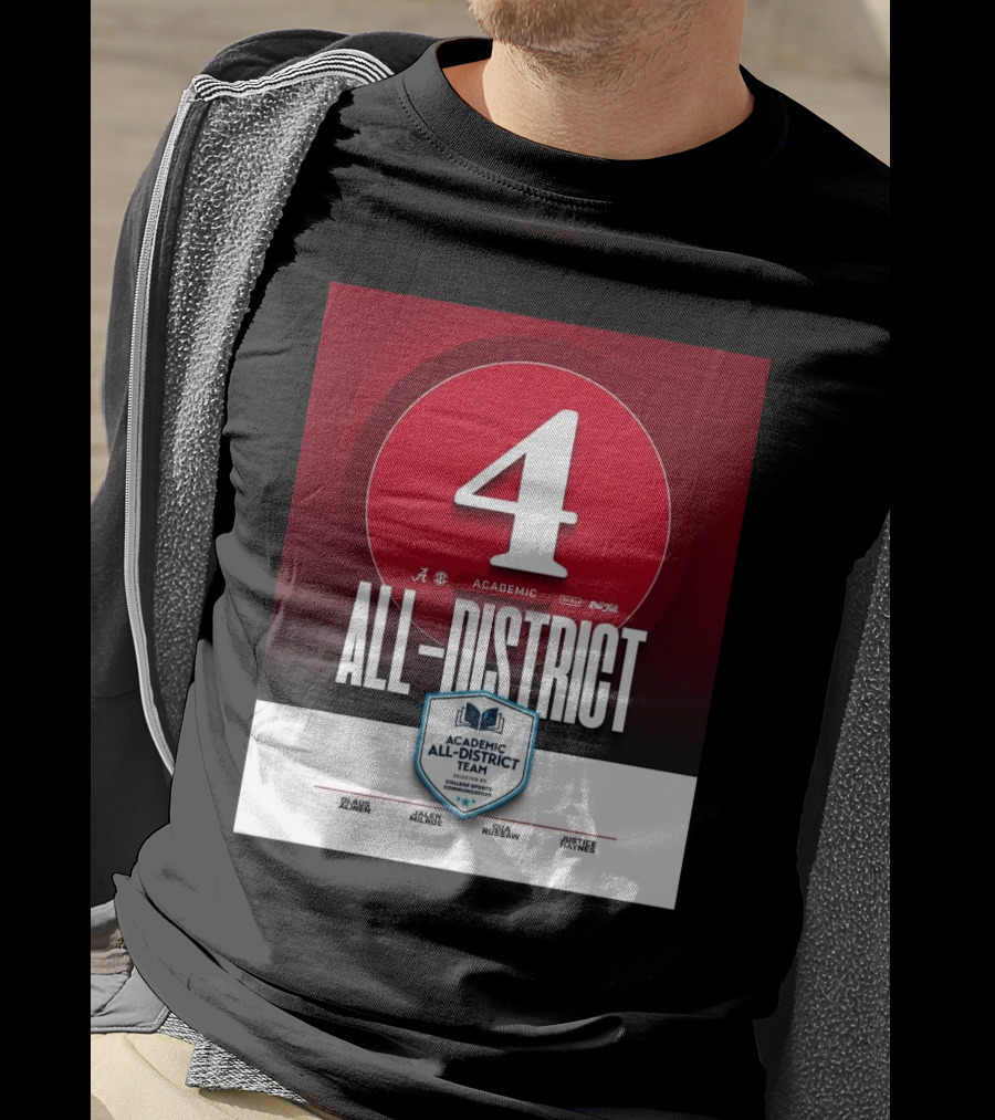 Alabama Crimson Tide Academic All-District Honorees Olaus Alinen Jalen Milroe Qua Russaw Justice Haynes T-Shirt