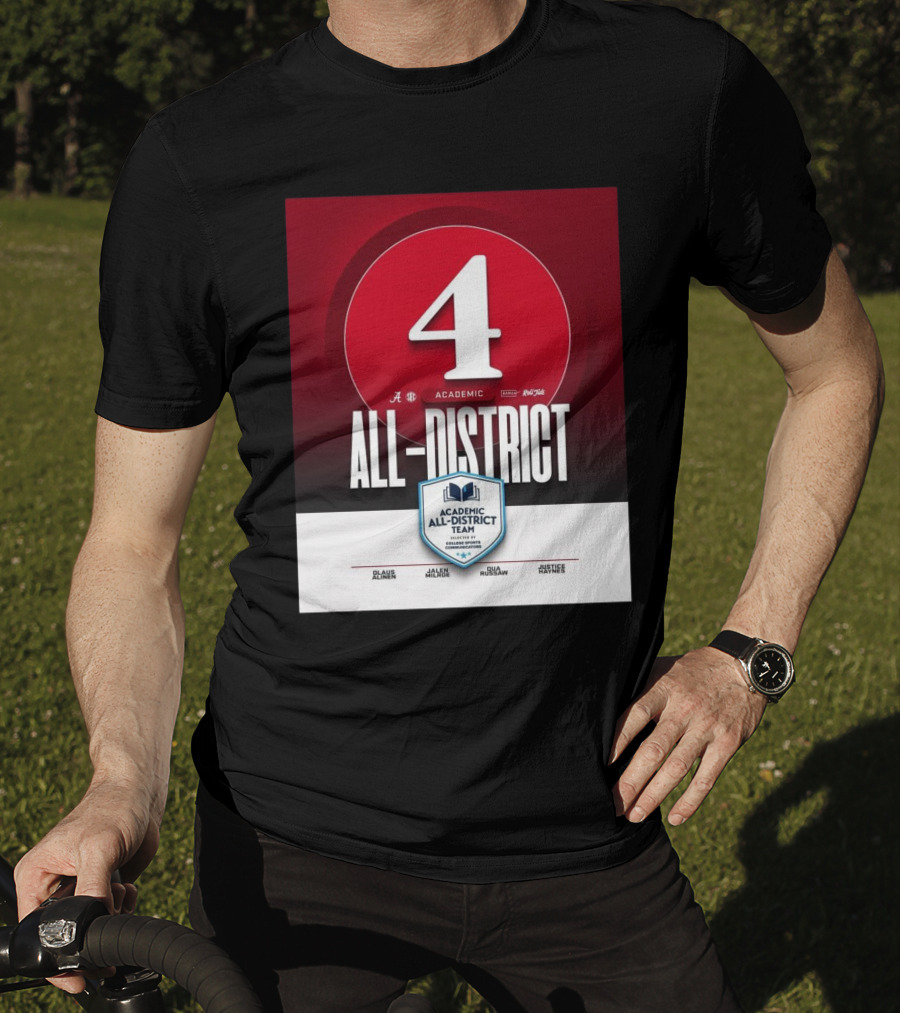 Alabama Crimson Tide Academic All-District Honorees Olaus Alinen Jalen Milroe Qua Russaw Justice Haynes T-Shirt