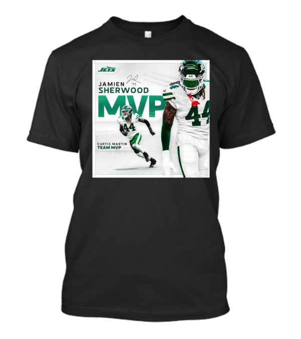 Jamien Sherwood New York Jets 2024 Curtis Martin Team MVP Signature 44 T-Shirt