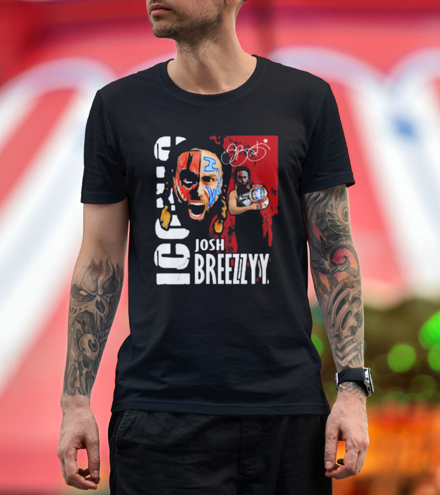 Iconic Josh Breezzyy Pro Wrestling Signature Championship Image T-Shirt