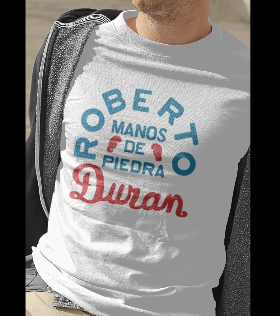 Joe Rogan Roberto Duran Manos De Piedra Boxing Legend Red Blue Gloves T-Shirt