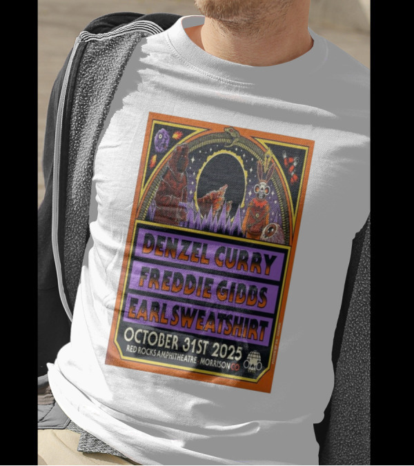 Denzel Curry Freddie Gibbs Earl Sweatshirt October 31st 2025 Red Rocks Amphitheatre Morrison Co T-Shirt