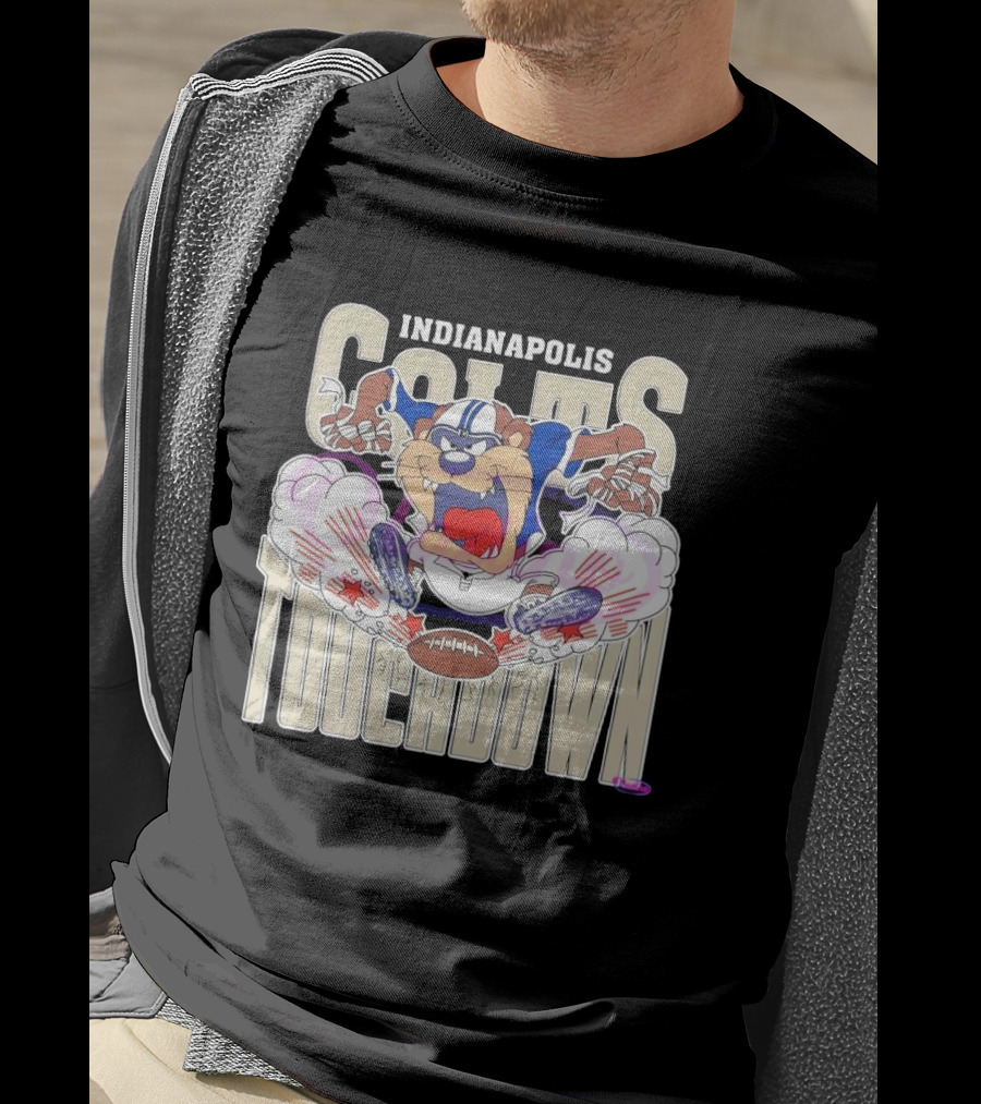 Indianapolis Colts Touchdown NFL Tasmanian Devil 2025 Football Cartoon T-Shirt