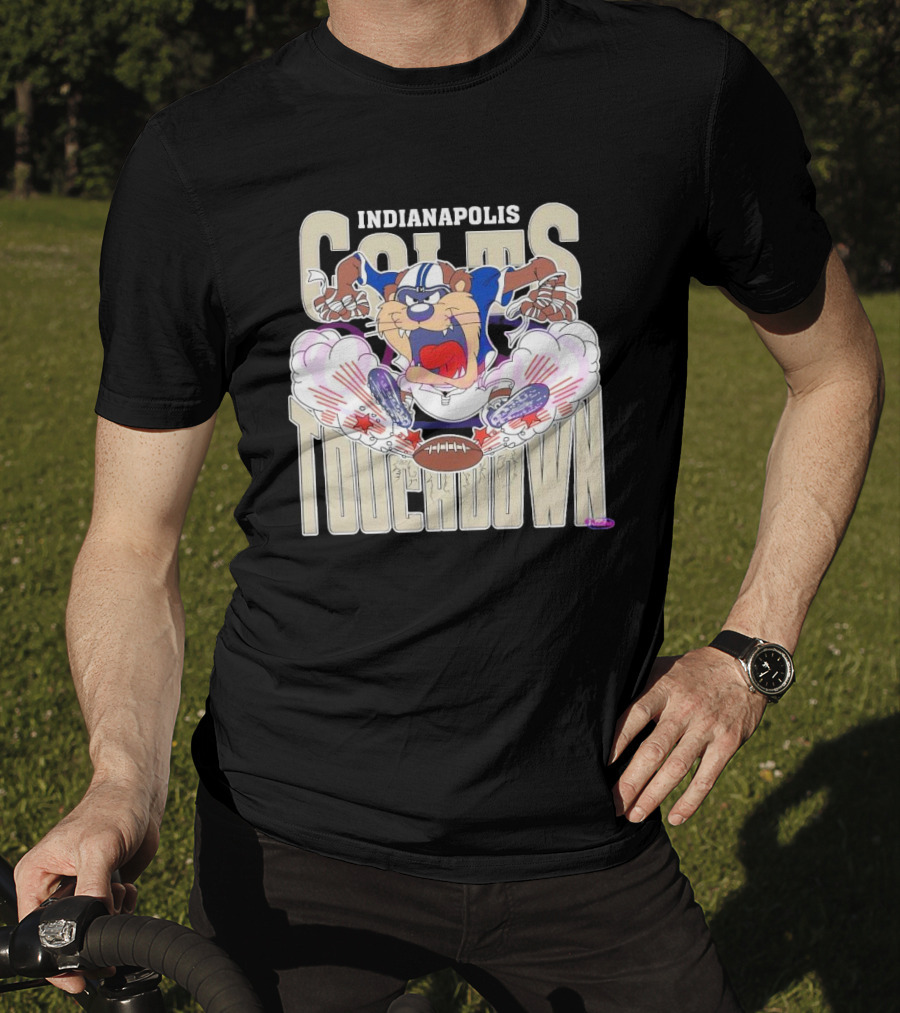 Indianapolis Colts Touchdown NFL Tasmanian Devil 2025 Football Cartoon T-Shirt