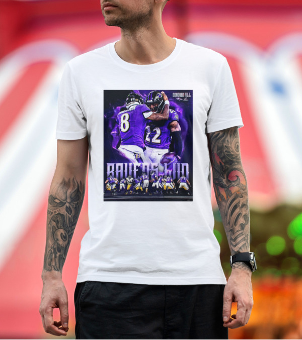 Premium T-Shirt: Baltimore Ravens Conquer All Against Pittsburgh Steelers Highlighting NFL Rivalry T-Shirt Baltimore Ravens Conquer All Against Pittsburgh Steelers Highlighting NFL Rivalry T-Shirt