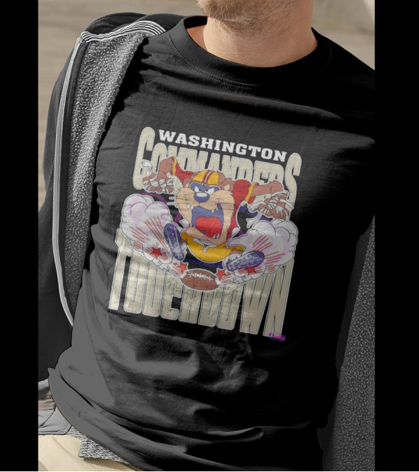 Washington Commanders Touchdown NFL Tasmanian Devil 2025 T-Shirt