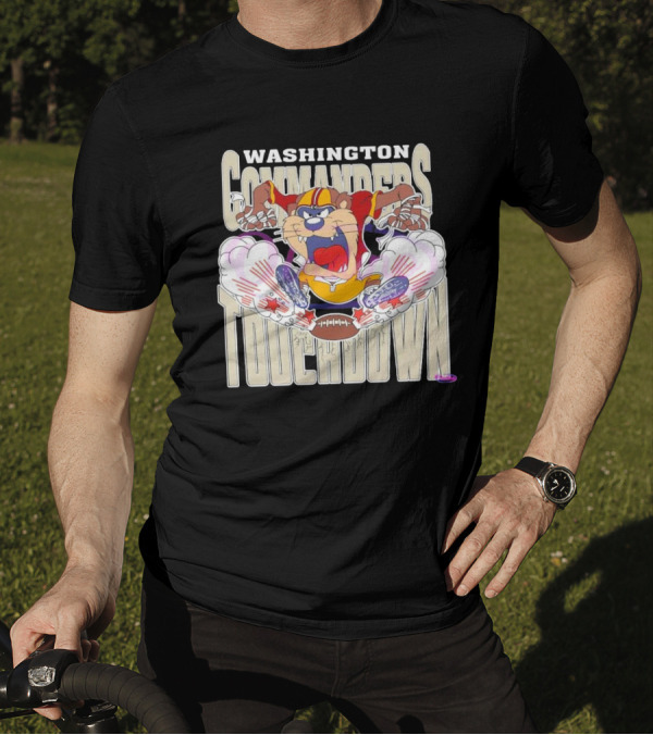 Washington Commanders Touchdown NFL Tasmanian Devil 2025 T-Shirt