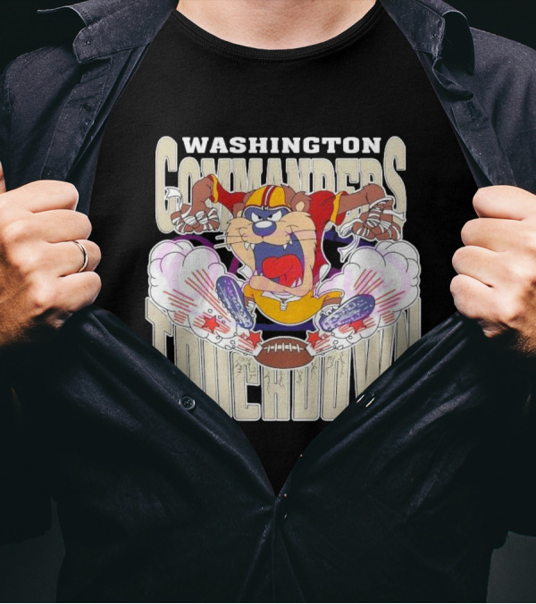 Washington Commanders Touchdown NFL Tasmanian Devil 2025 T-Shirt