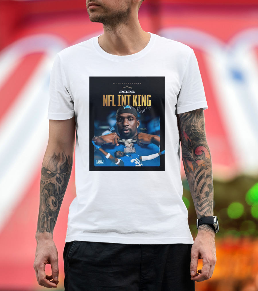 Detroit Lions Kerby Joseph 9 Interceptions 2024 NFL Int King Signature #31 T-Shirt
