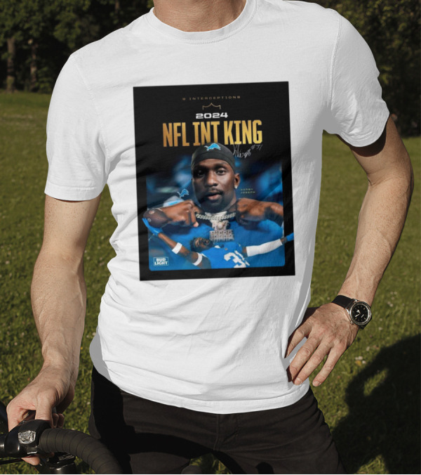 Detroit Lions Kerby Joseph 9 Interceptions 2024 NFL Int King Signature #31 T-Shirt