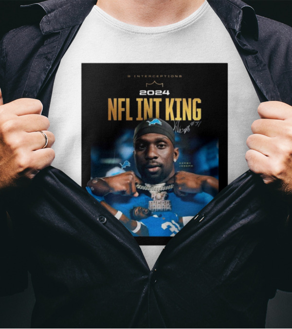 Detroit Lions Kerby Joseph 9 Interceptions 2024 NFL Int King Signature #31 T-Shirt
