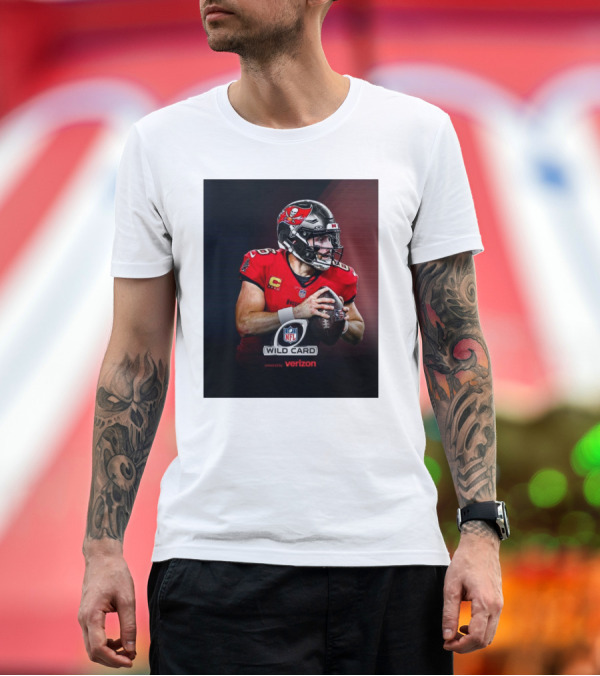 Premium T-Shirt: Tampa Bay Buccaneers NFL Wild Card Baker Mayfield Sunday Night Football Powered by Verizon T-Shirt Tampa Bay Buccaneers NFL Wild Card Baker Mayfield Sunday Night Football Powered by Verizon T-Shirt
