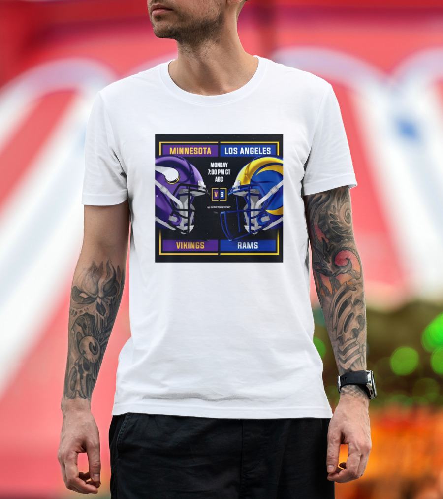 Minnesota Vikings vs Los Angeles Rams Monday 7:00 PM CT ABC Sports Report T-Shirt