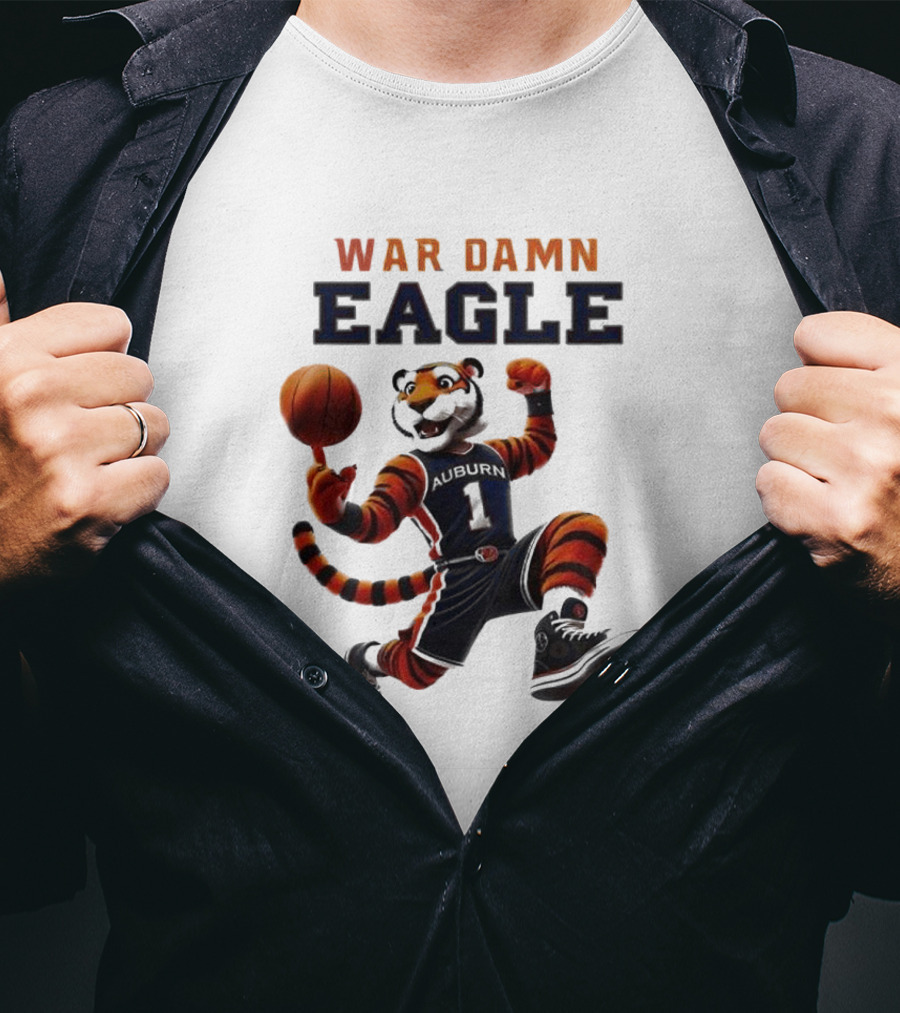 Auburn Tigers War Damn Eagle 2025 Basketball Mascot NCAA T-Shirt