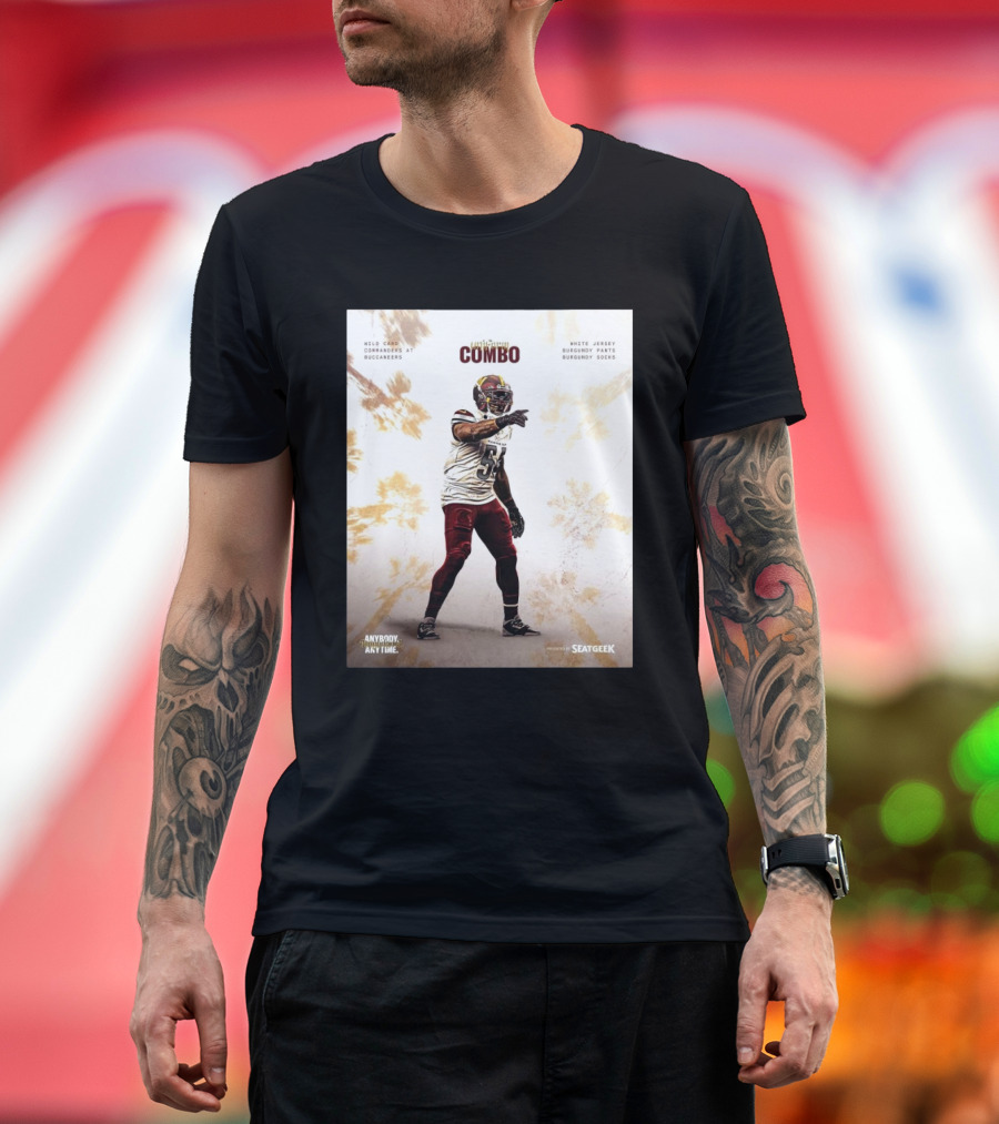 Wild Card Commanders At Buccaneers Combo White Jersey Burgundy Pants Burgundy Socks T-Shirt