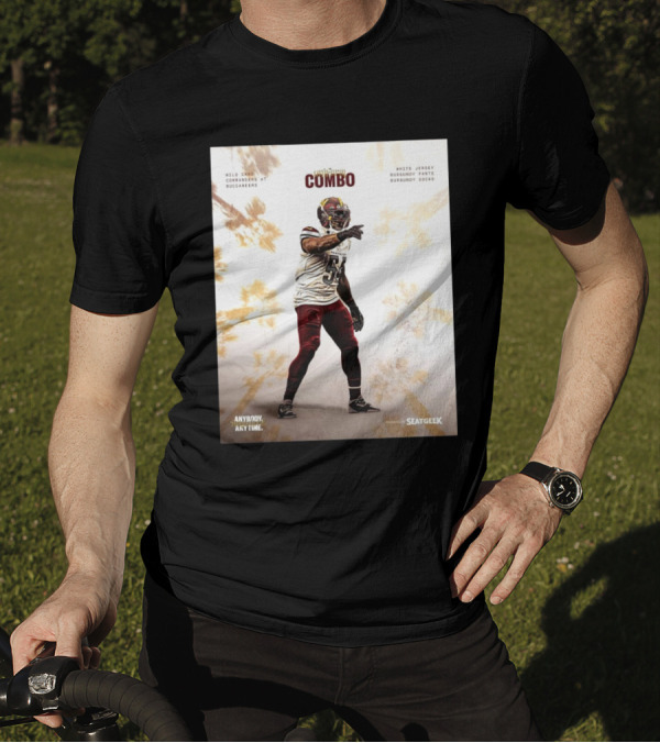 Wild Card Commanders At Buccaneers Combo White Jersey Burgundy Pants Burgundy Socks T-Shirt