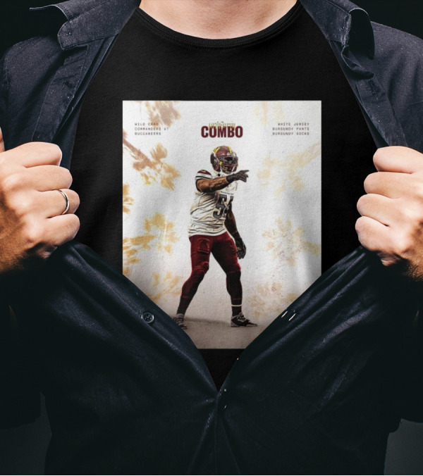 Wild Card Commanders At Buccaneers Combo White Jersey Burgundy Pants Burgundy Socks T-Shirt